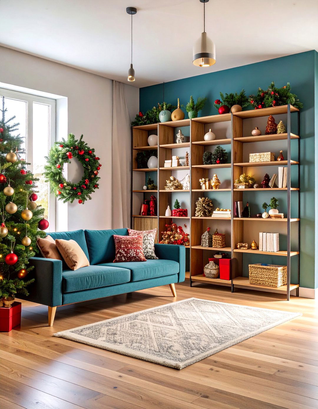 Corner Holiday Display with Seasonal Storage - 25 Corner Decoration Ideas