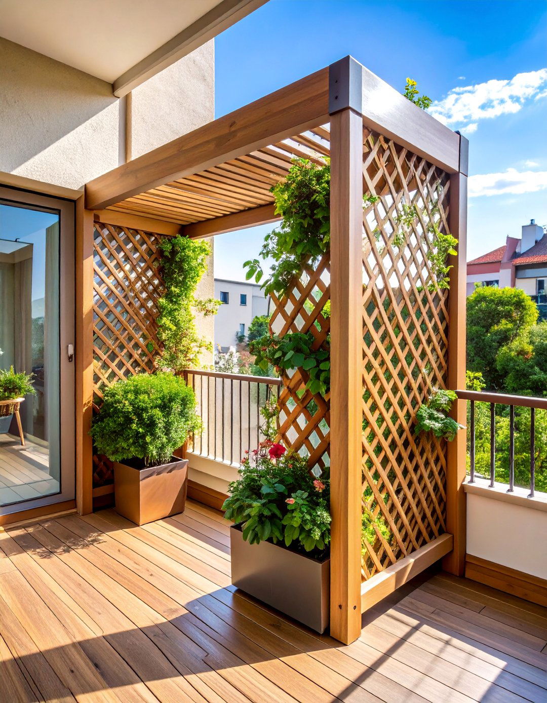 Corner L Shaped Trellis Configuration for Space Optimization - 25 Balcony Trellis Ideas