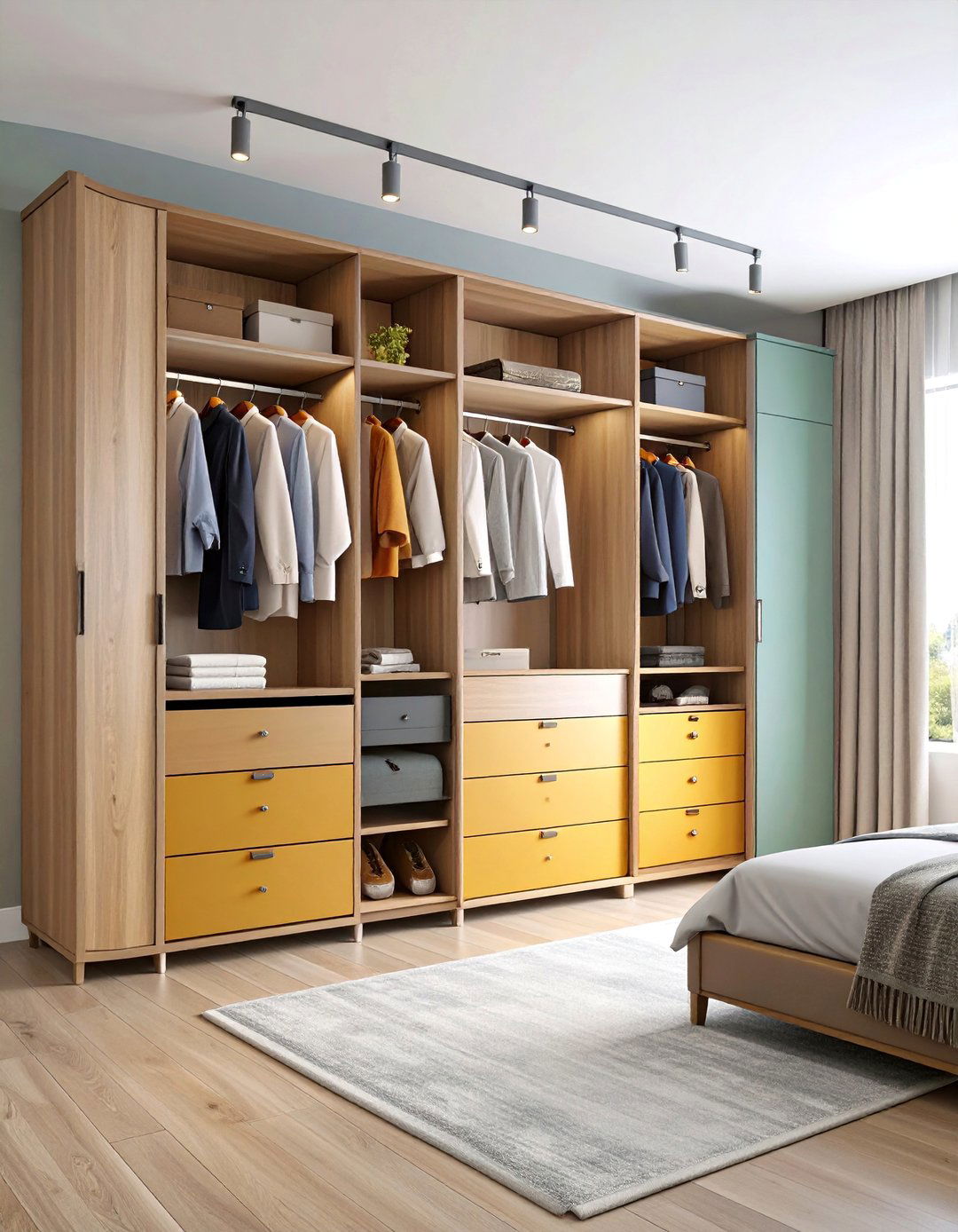 Corner L Shaped Wardrobe with Curved Rails - 25 Built-in Wardrobes Ideas