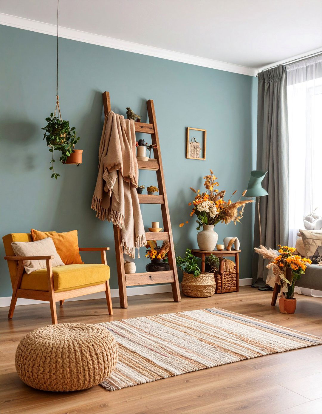 Corner Ladder Display with Seasonal Decor - 25 Corner Decoration Ideas