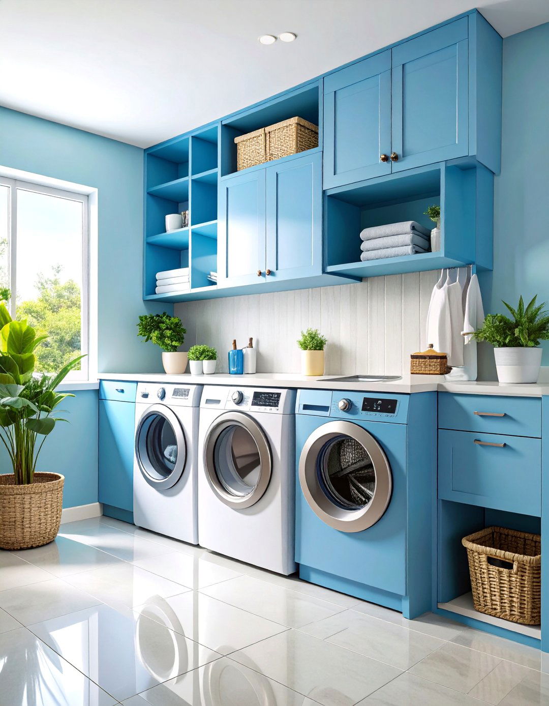 Corner Laundry Closet with Diagonal Storage Solutions - 25 Laundry Closet Ideas