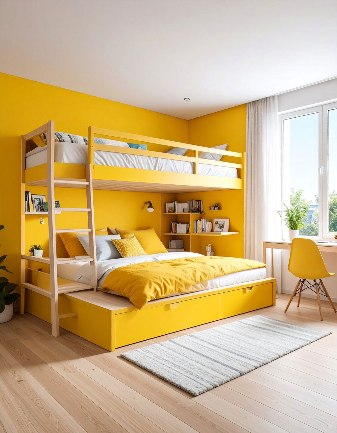 Corner Loft Bed with Desk Integration - 25 Corner Bed Ideas