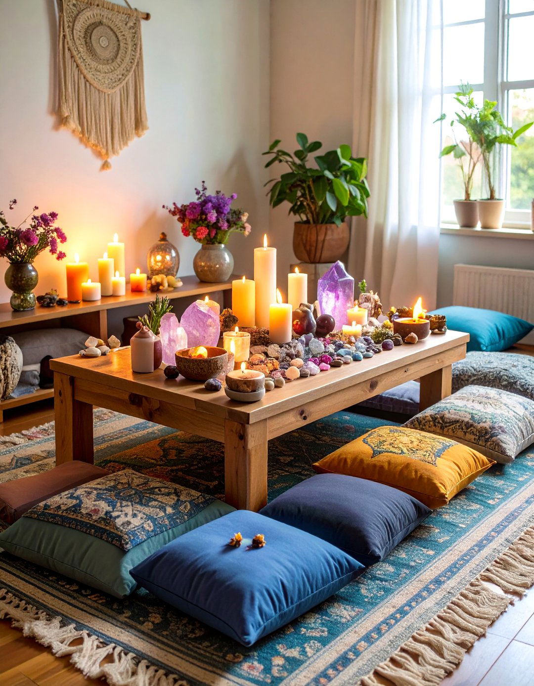 Corner Meditation Altar with Natural Elements - 25 Bedroom Corner Ideas
