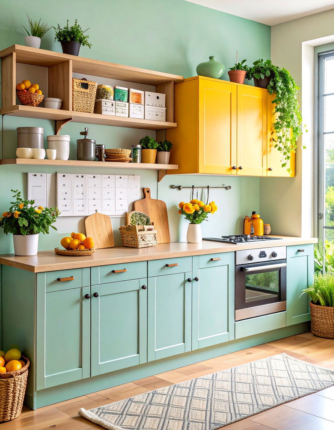 Corner Message Center with Family Organization - 25 Kitchen Corner Ideas