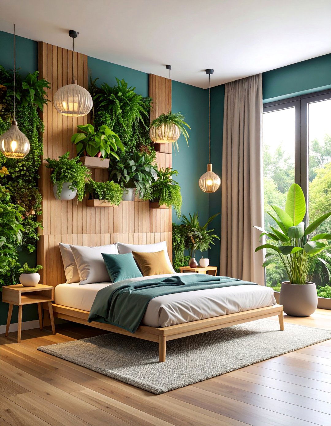 Corner Plant Wall with Seating - 25 Bedroom Corner Ideas