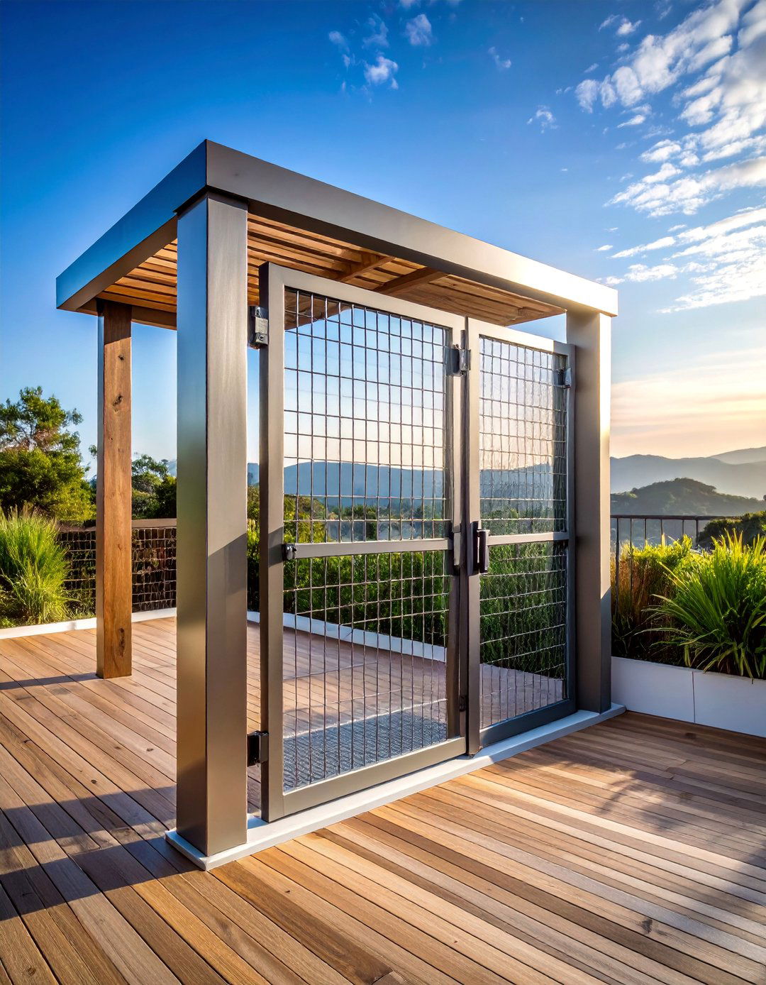 Corner Post Hog Wire Gate System - 25 Hog Wire Deck Railing Ideas
