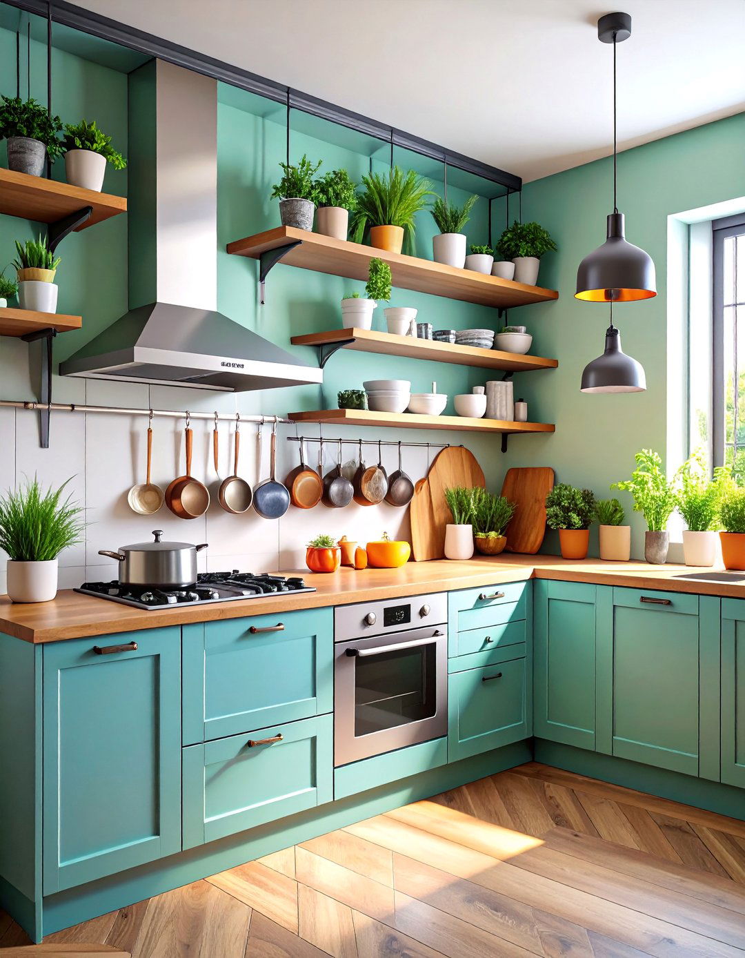Corner Pot and Pan Storage with Hanging Rack System - 25 Kitchen Corner Ideas