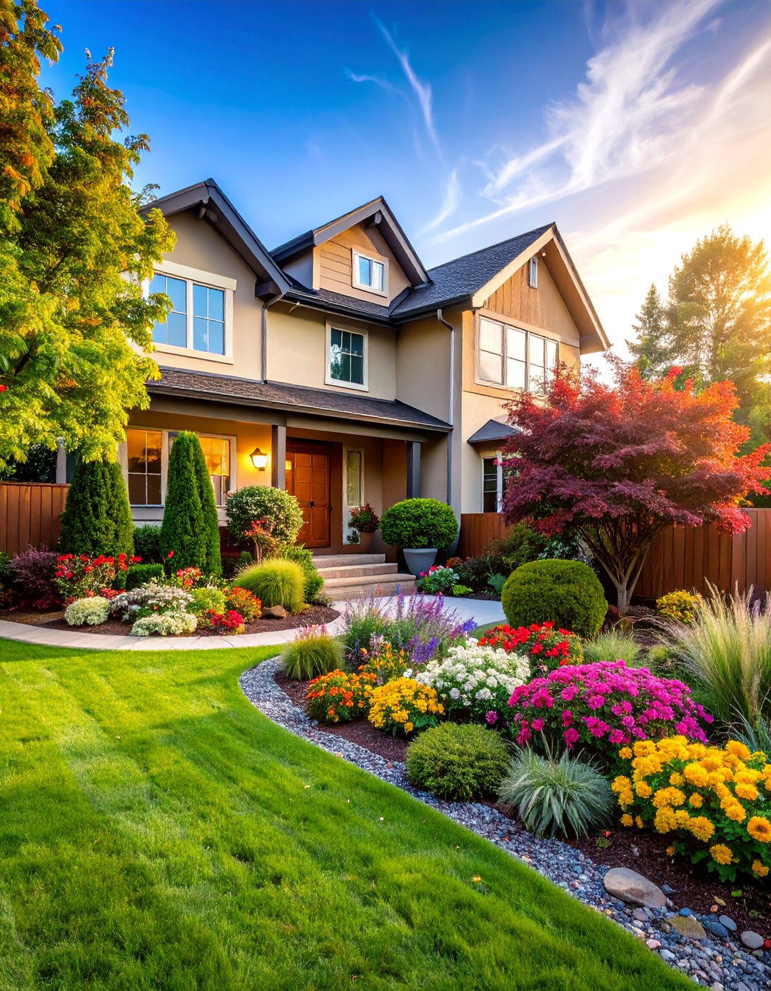 Corner Property Showcase Garden - 25 Front Yard Texas Flower Bed Ideas