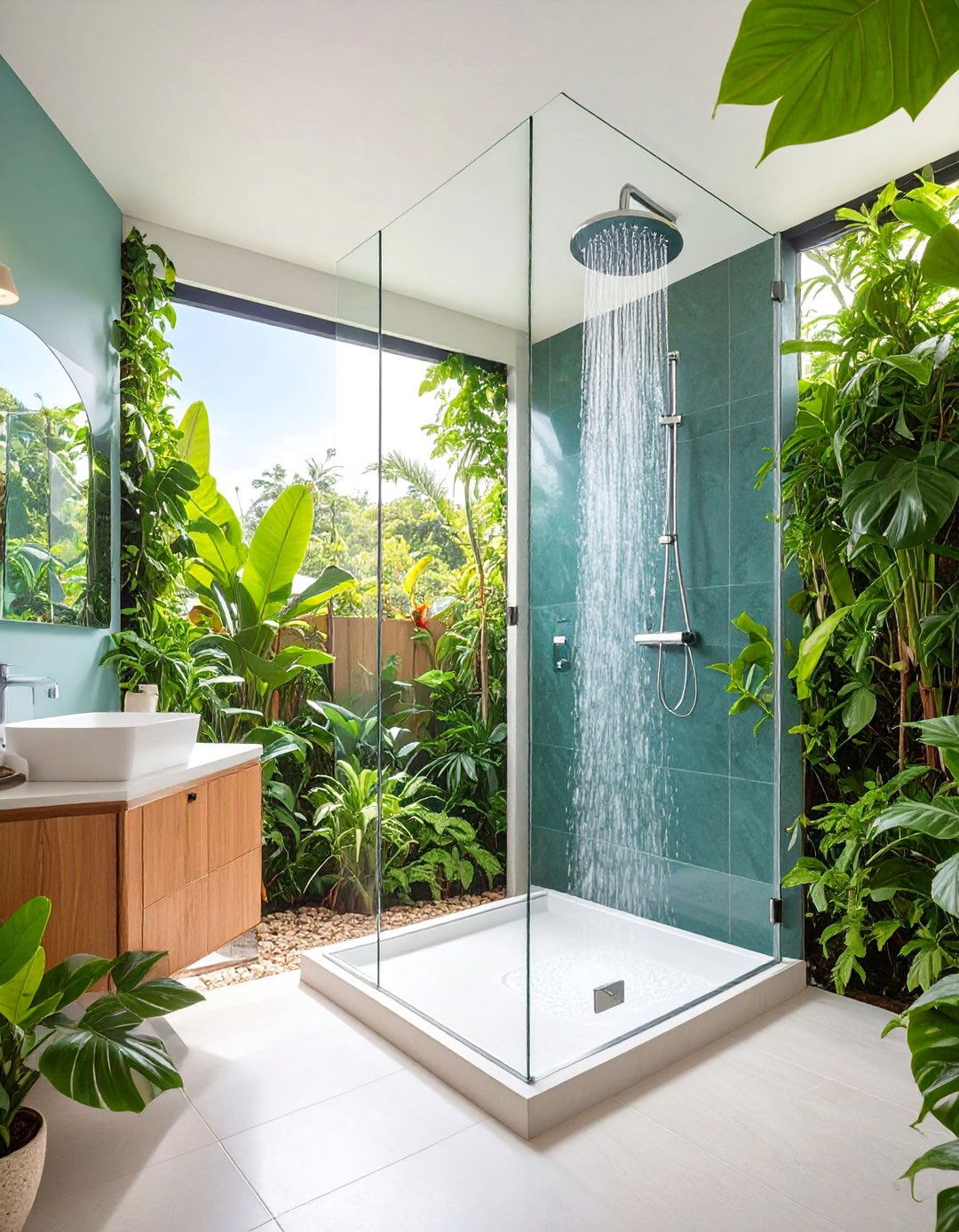 Corner Shower with Glass Enclosure - 25 Small Master Bathroom Ideas
