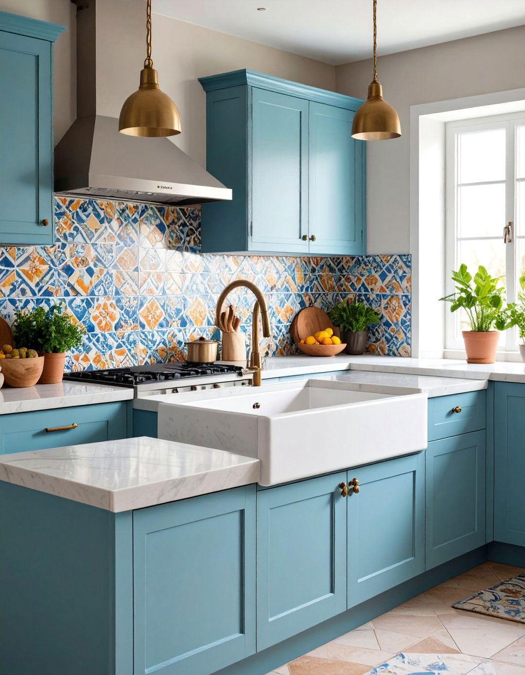 Corner Sink with Decorative Tile Backsplash Feature - 25 Corner Kitchen Sink Ideas