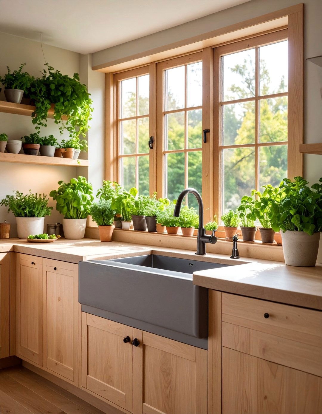Corner Sink with Herb Garden Window Integration - 25 Corner Kitchen Sink Ideas