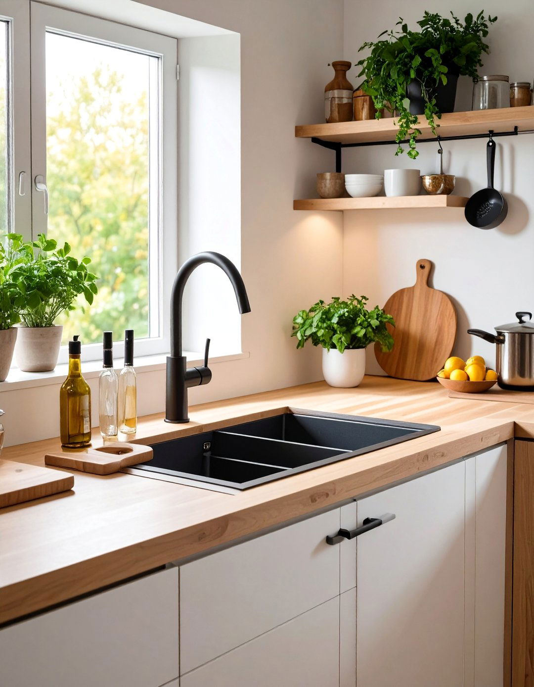 Corner Sink with Magnetic Knife Strip and Tool Storage - 25 Corner Kitchen Sink Ideas