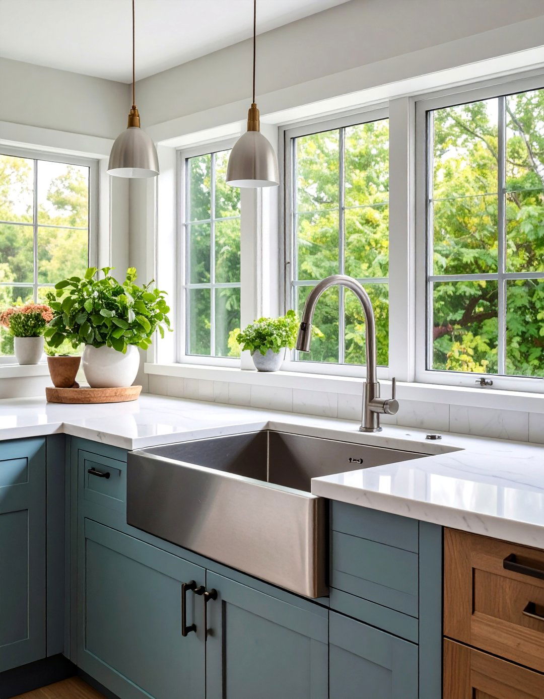 Corner Sink with Pot Filler and Professional Features - 25 Corner Kitchen Sink Ideas