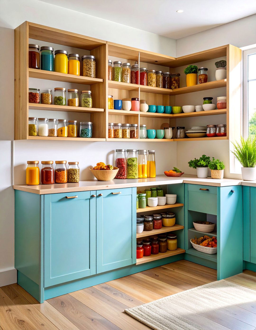 Corner Spice Rack with Pull Out Carousel - 25 Kitchen Corner Ideas