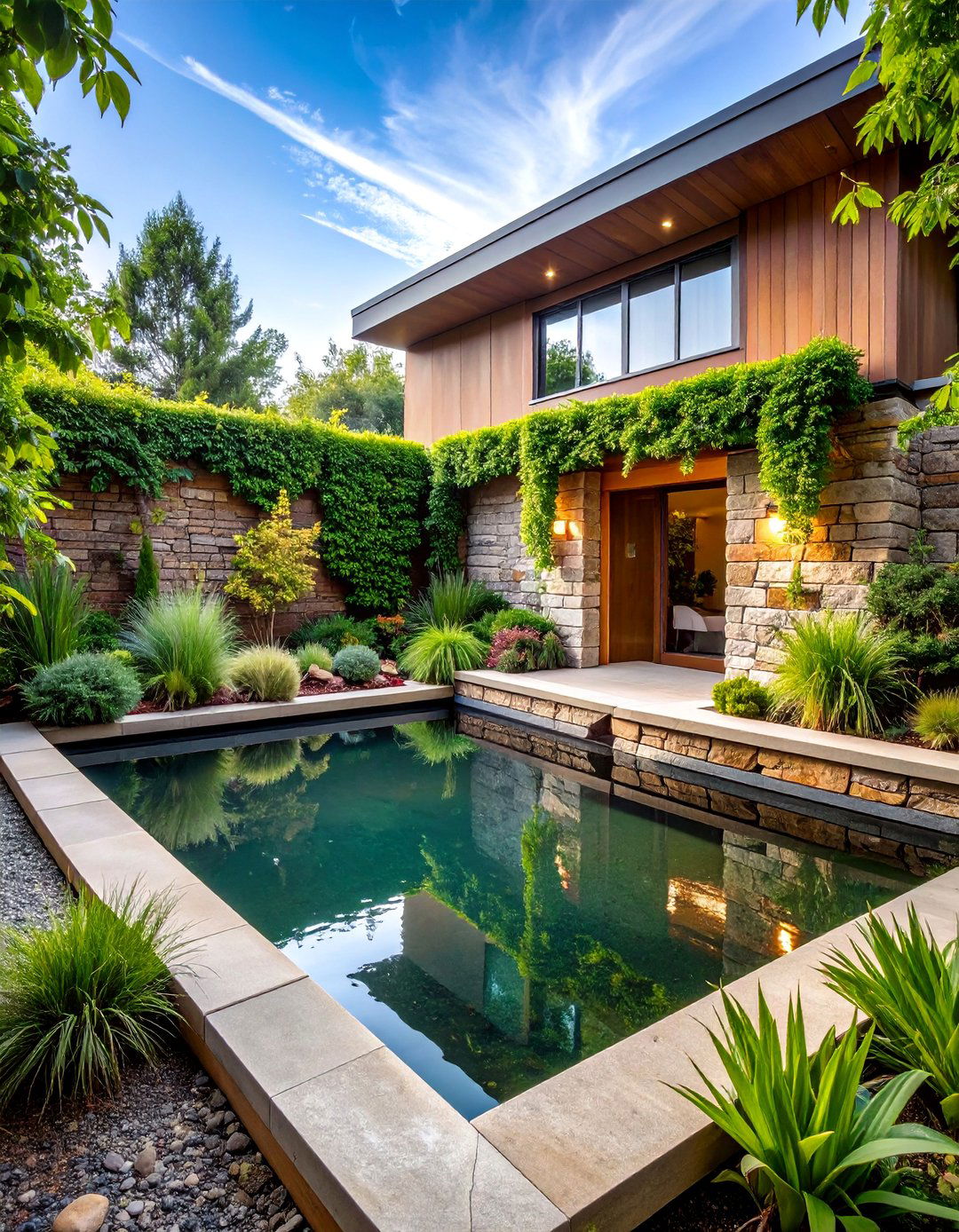 Corner Stone Wall Pond - 25 Raised Garden Pond Ideas