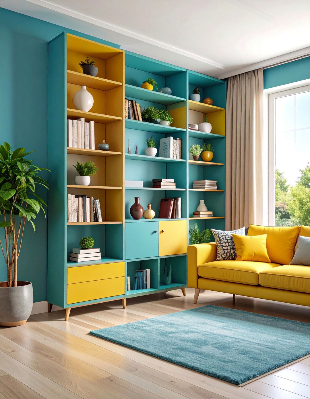 Corner Storage Units with Vertical Display - 25 Living Room Storage Ideas