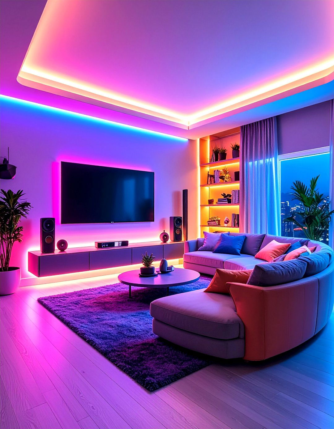 Corner TV Room with Space Saving Angled Layout - 25 Tv Room Ideas