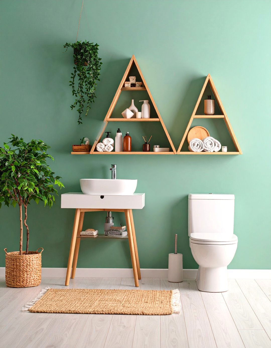 Corner Triangle Shelf Configuration - 25 Over Toilet Storage Ideas
