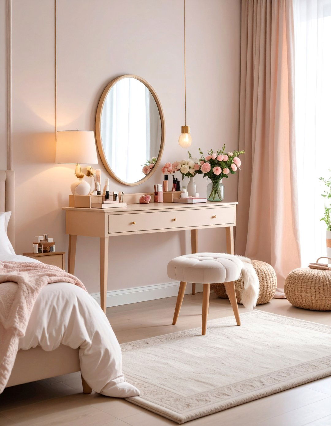 Corner Vanity with Elegant Mirror - 25 Corner Decoration Ideas