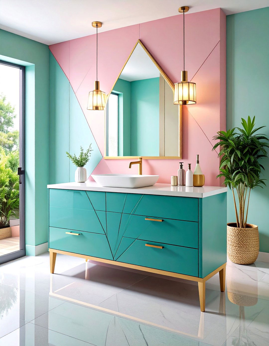 Corner Vanity with Triangular Design - 25 Small Bathroom Vanity Ideas