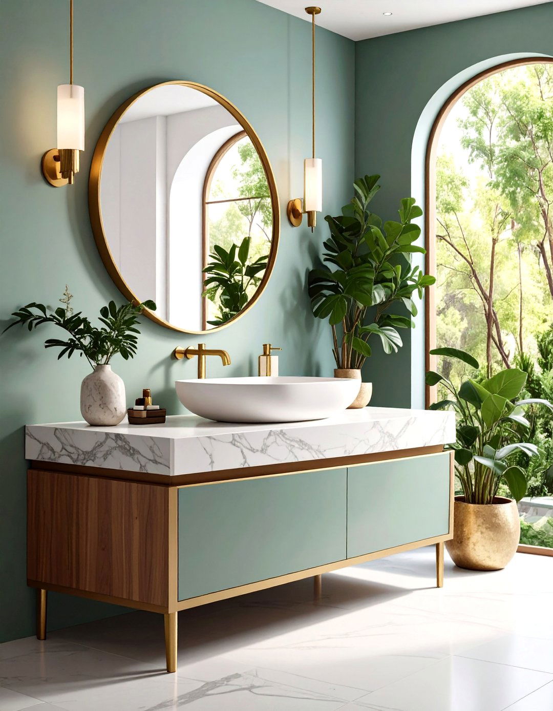 Corner Vessel Sink with Natural Stone Countertop - 25 Small Bathroom Sink Ideas