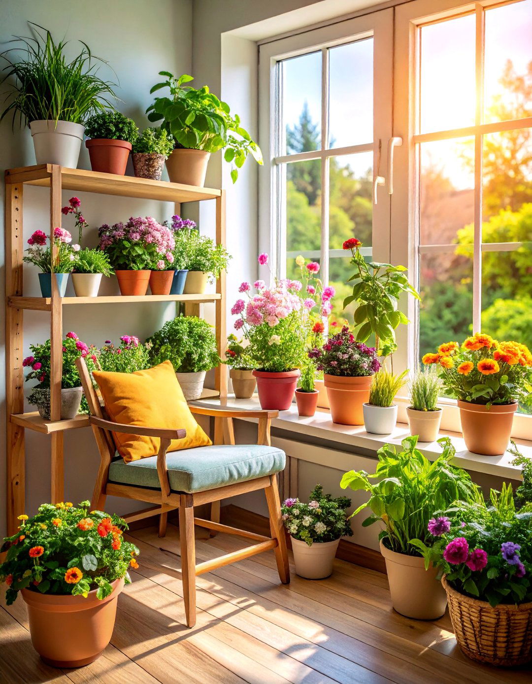 Corner Window Garden with Seating - 25 Bedroom Corner Ideas
