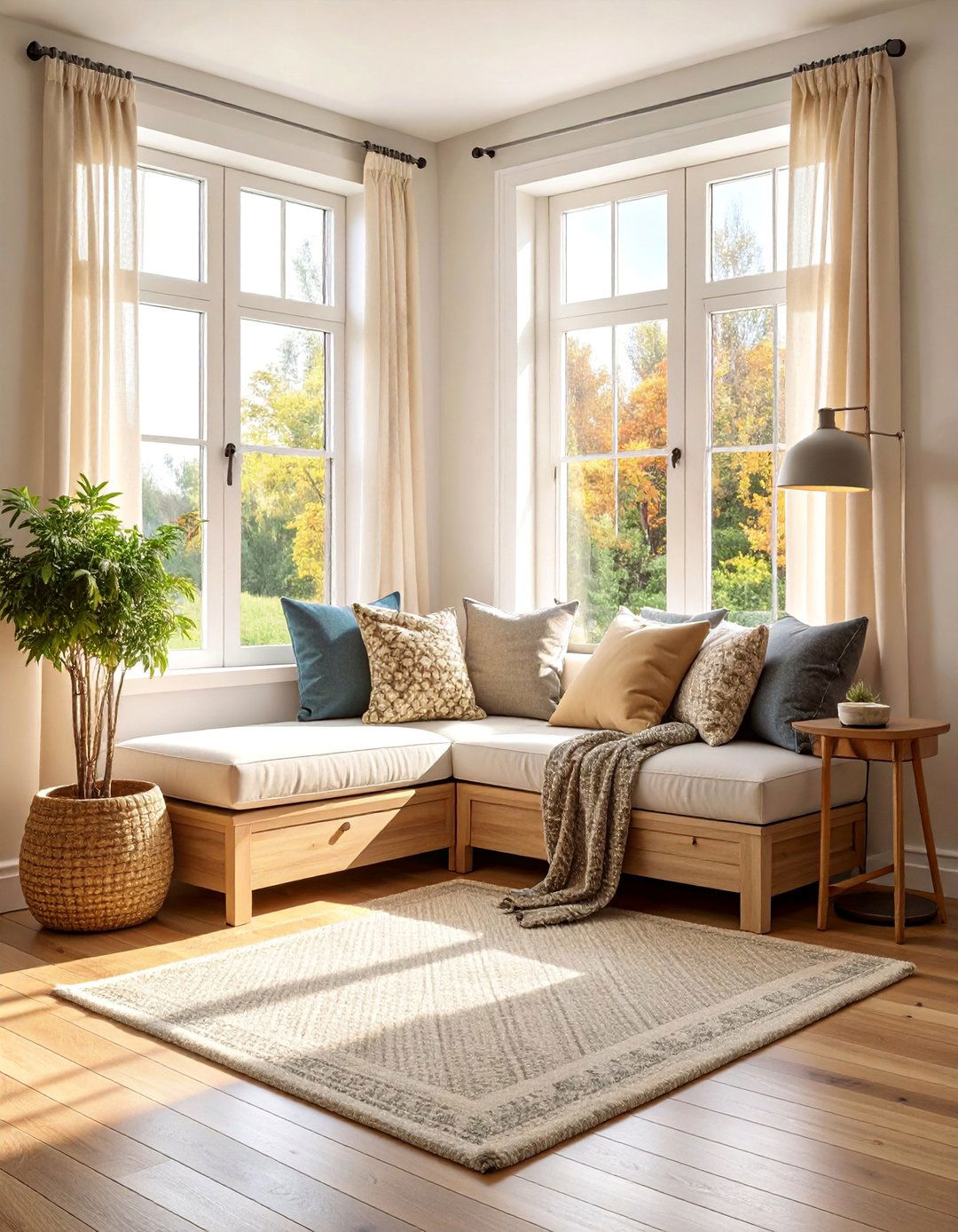 Corner Window Seat with Built in Storage