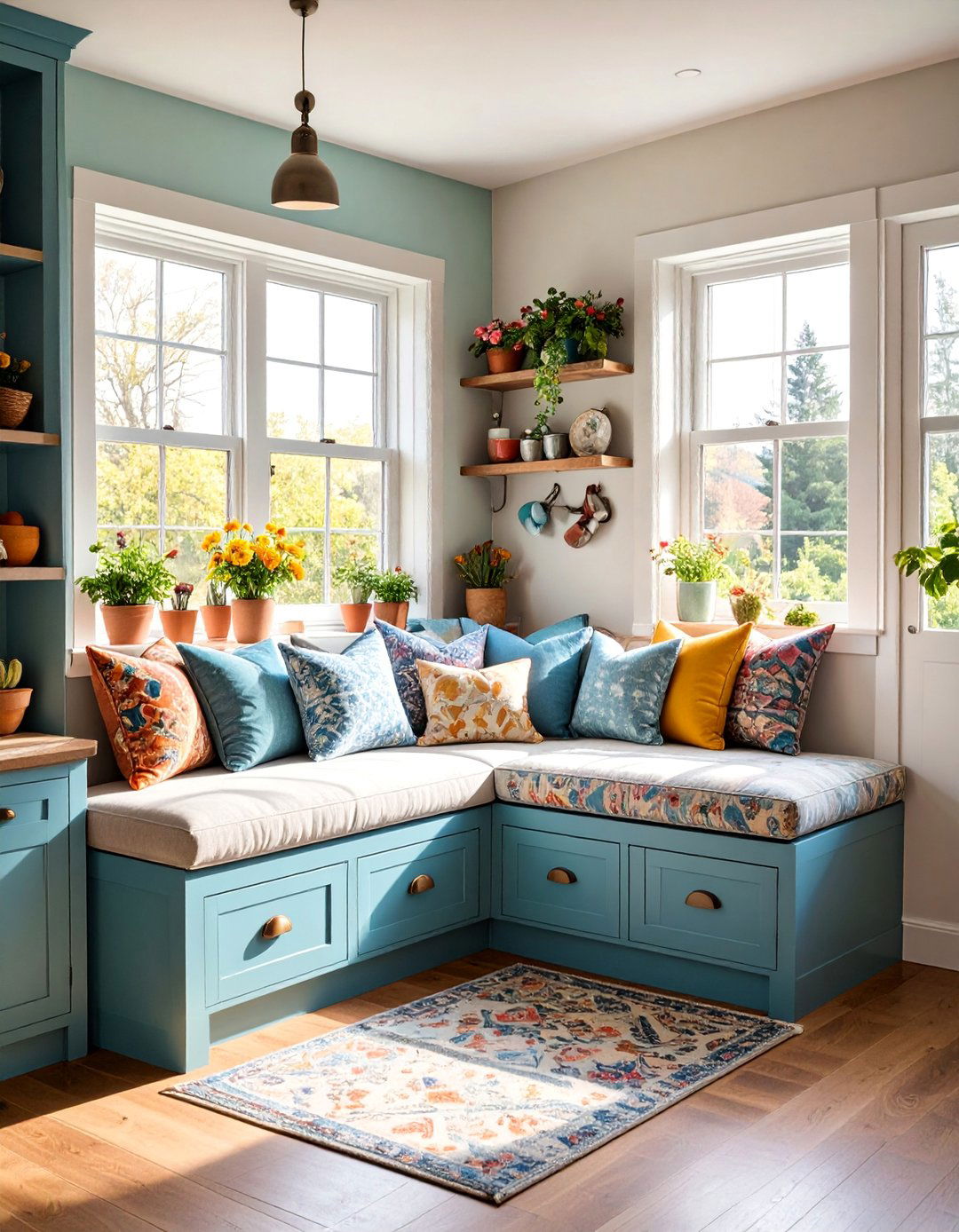 Corner Window Seat with Storage Integration - 25 Kitchen Corner Ideas