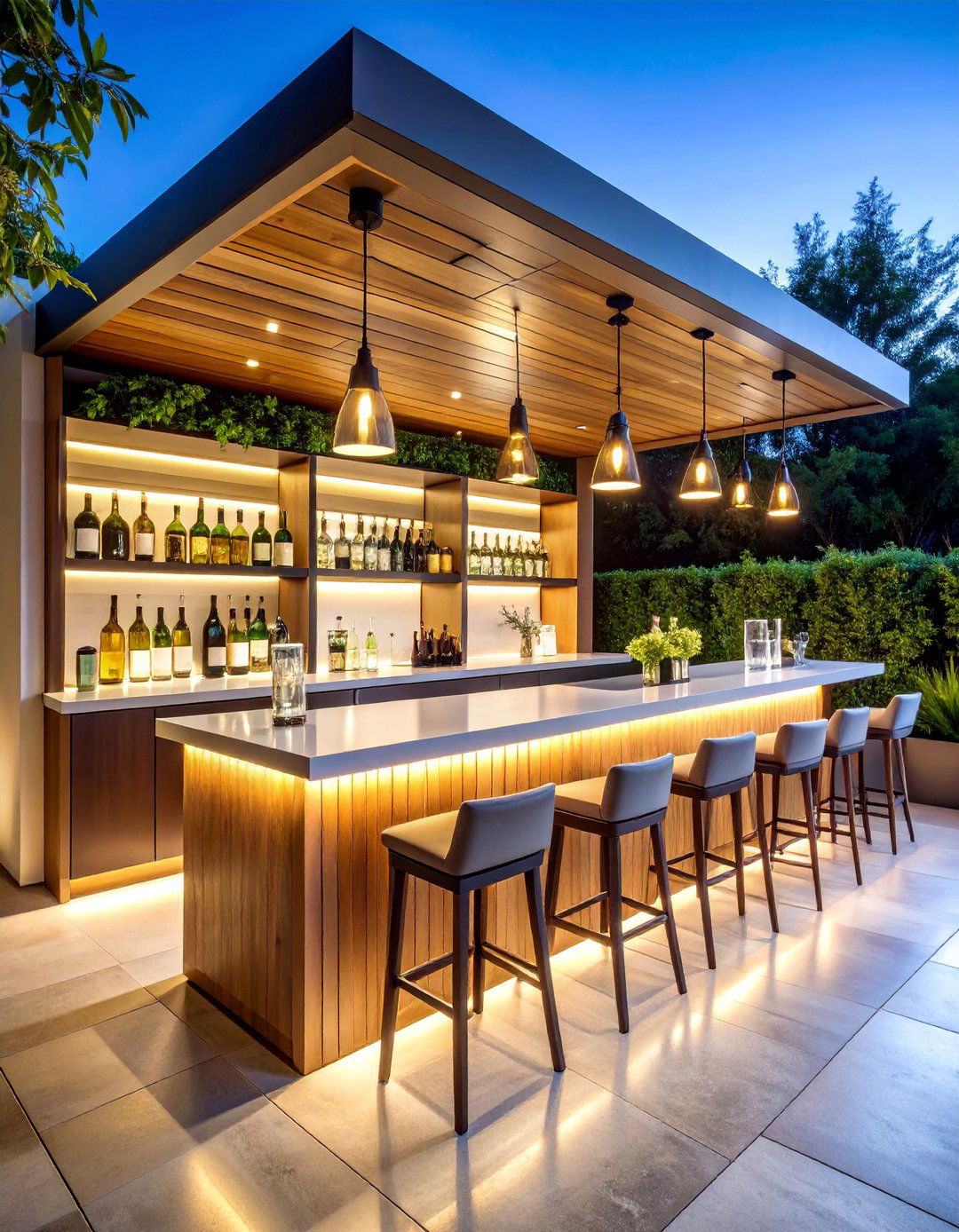 Corner Wine Tasting and Bar Area - 25 Corner Patio Ideas