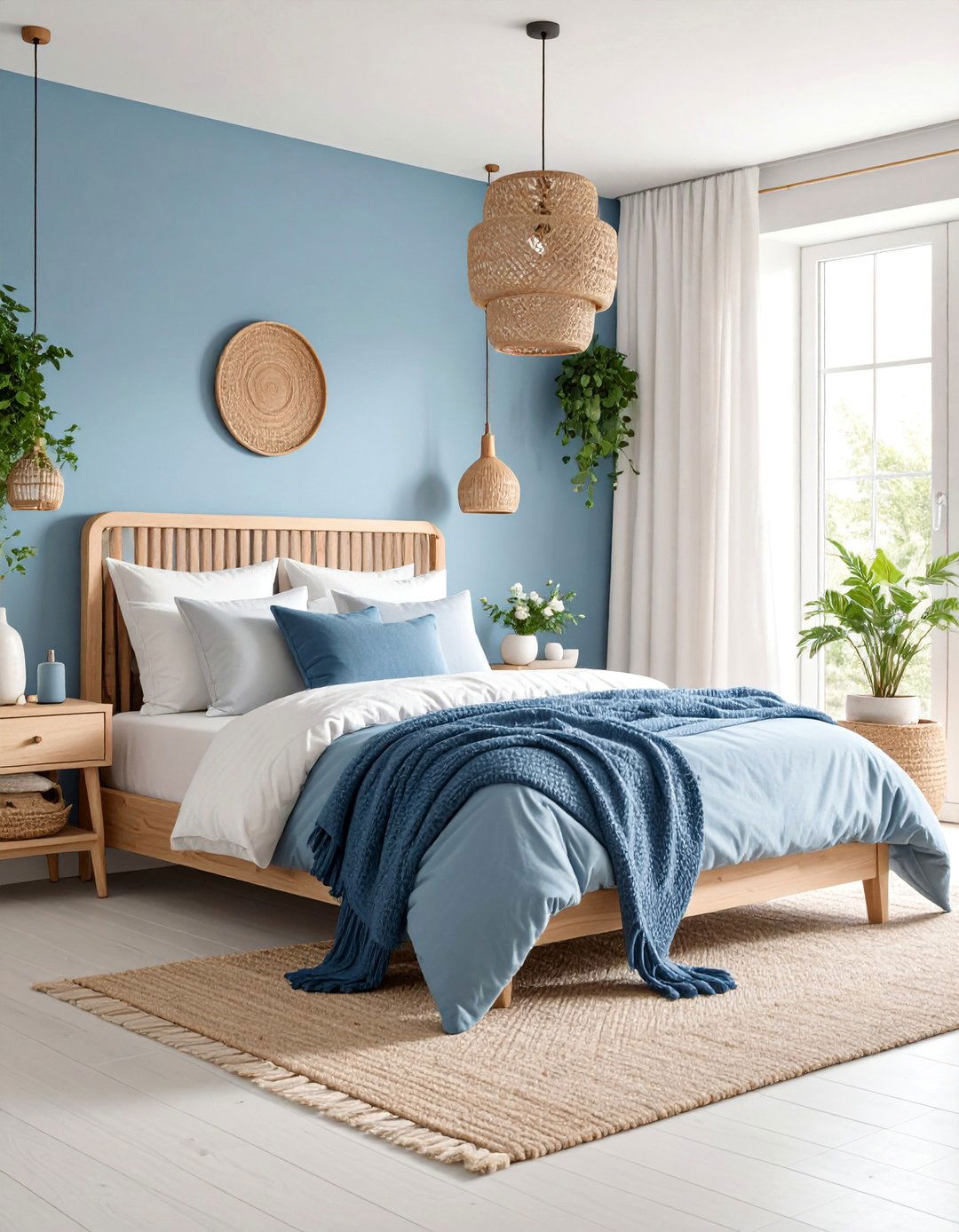 Cornflower Blue Scandinavian Simplicity with Natural Wood - 25 Moody Blue Bedroom Ideas
