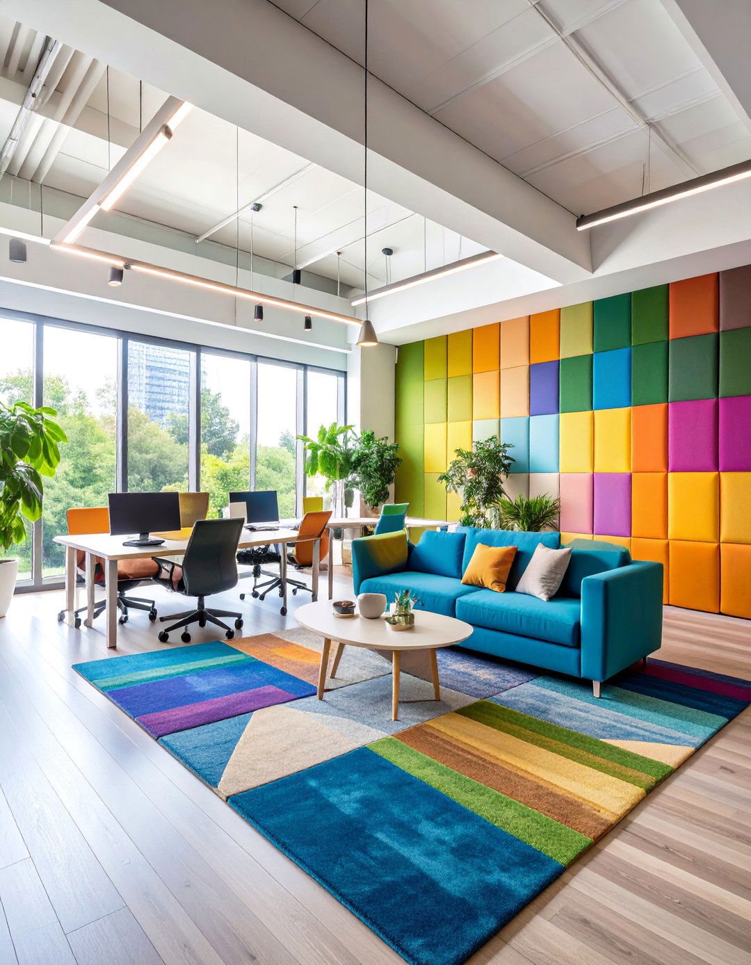 Corporate Office with Fabric Panel Sound Wall - 25 Office Accent Wall Ideas