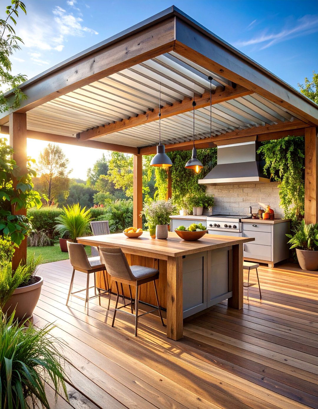 Corrugated Metal Farmhouse Pergola Cover - 25 Pergola Cover Ideas