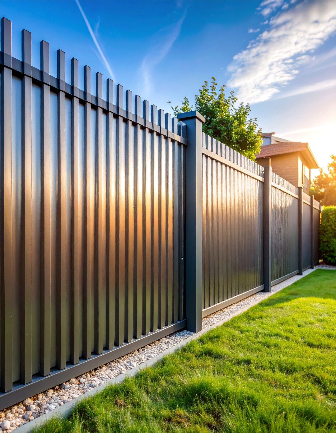 Corrugated Metal Modern Fence - 25 Privacy Fence Ideas