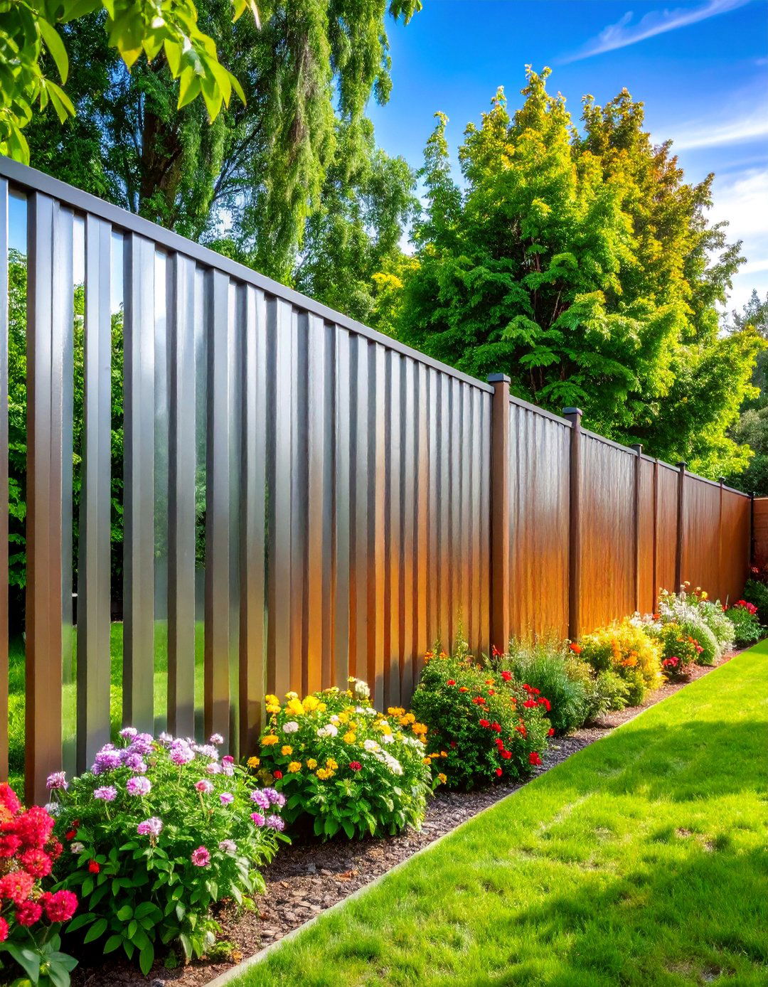 Corrugated Metal Panel Fence for Modern Gardens - 25 Vegetable Garden Fence Ideas