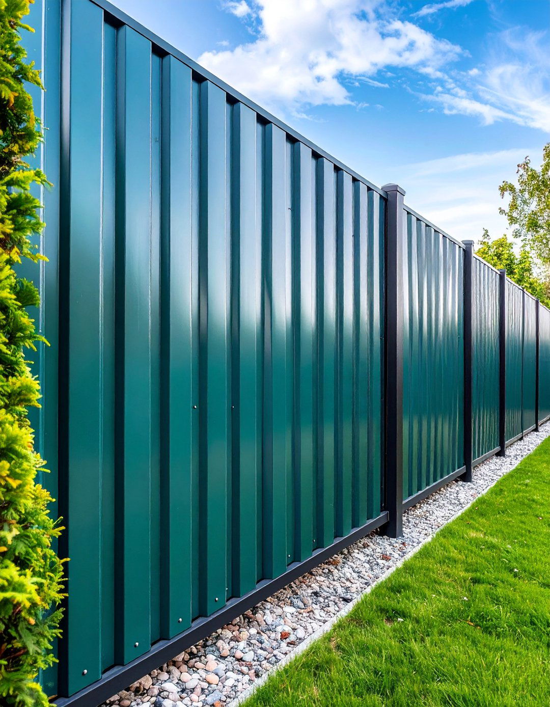 Corrugated Metal Privacy Fence with Industrial Styling - 25 Patio Privacy Ideas
