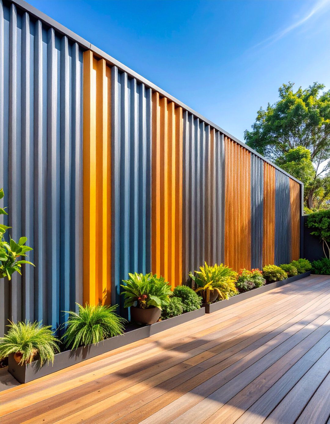 Corrugated Metal Privacy Wall - 25 Deck With Privacy Wall
