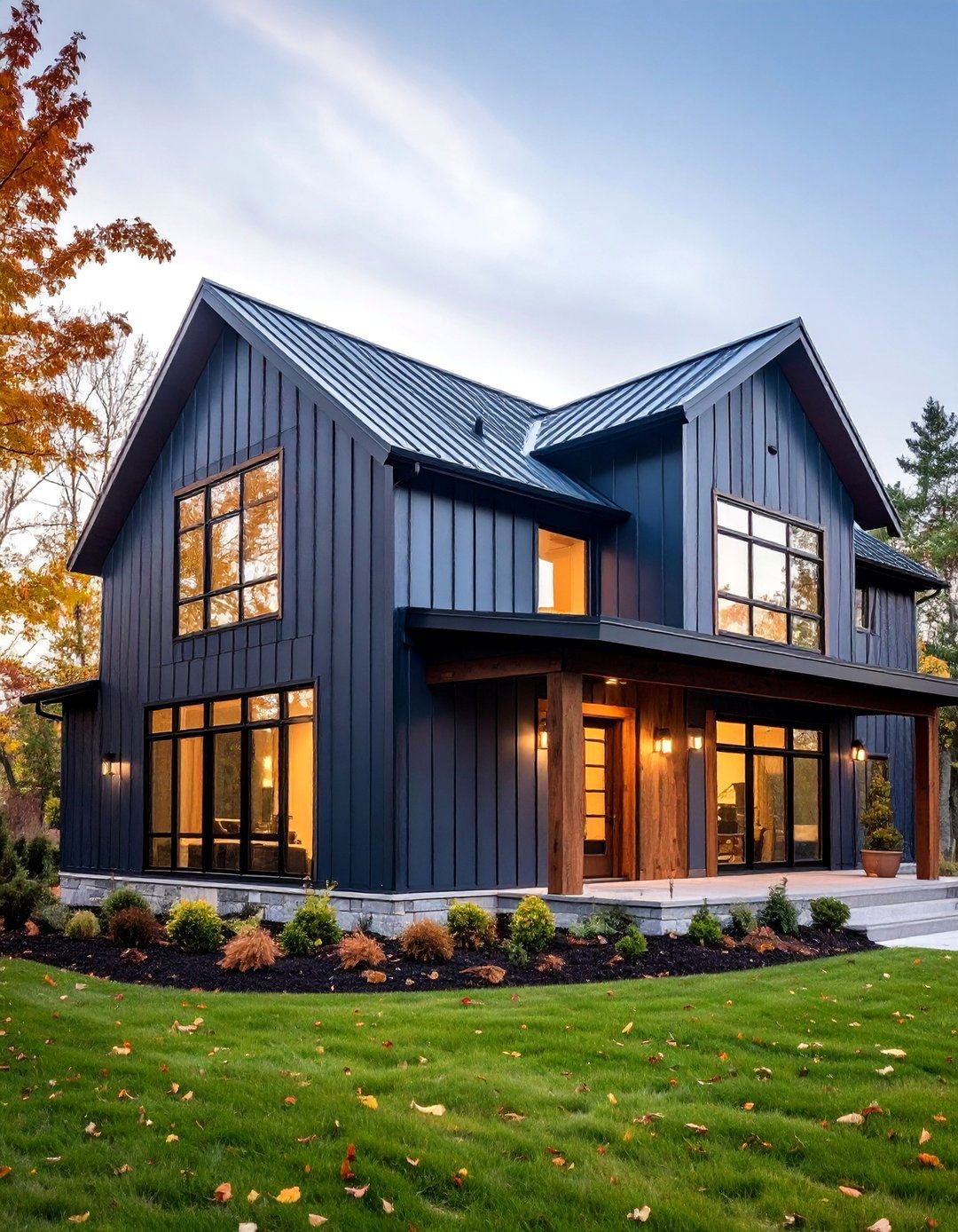 Corrugated Metal Siding with Wood Frame Details - 25 Exterior House Siding Ideas