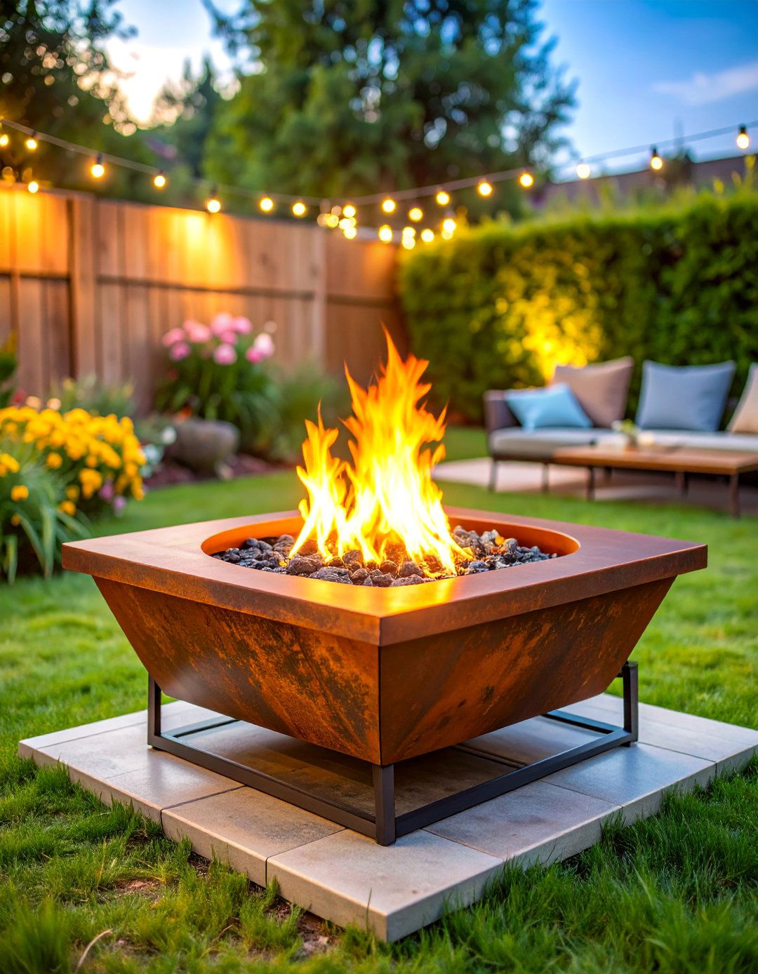 Corten Steel Weathering Fire Pit with Natural Patina - 25 Metal Fire Pit Ideas