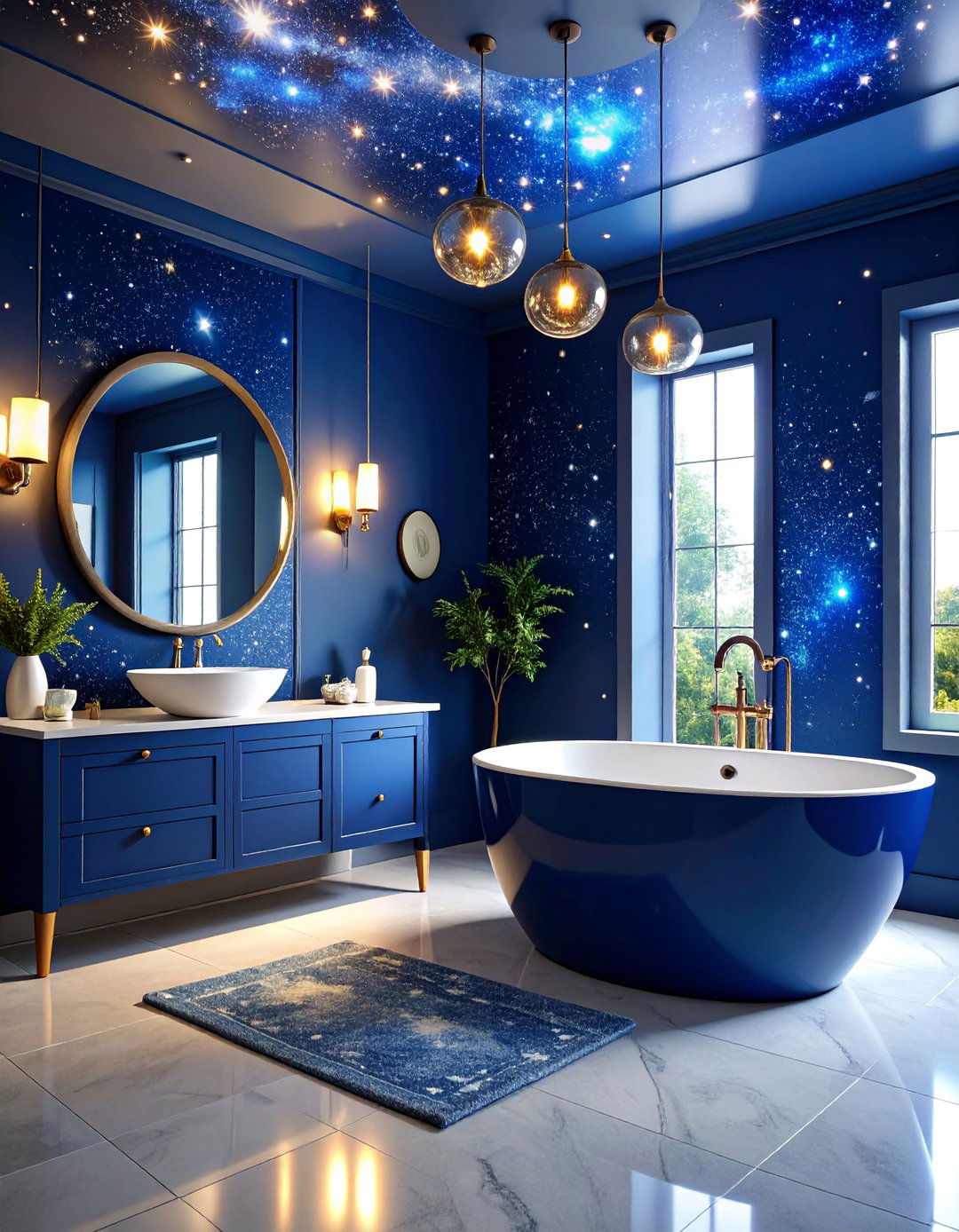 Cosmic Eclectic Powder Room with Celestial Themes - 25 Eclectic Powder Room Ideas