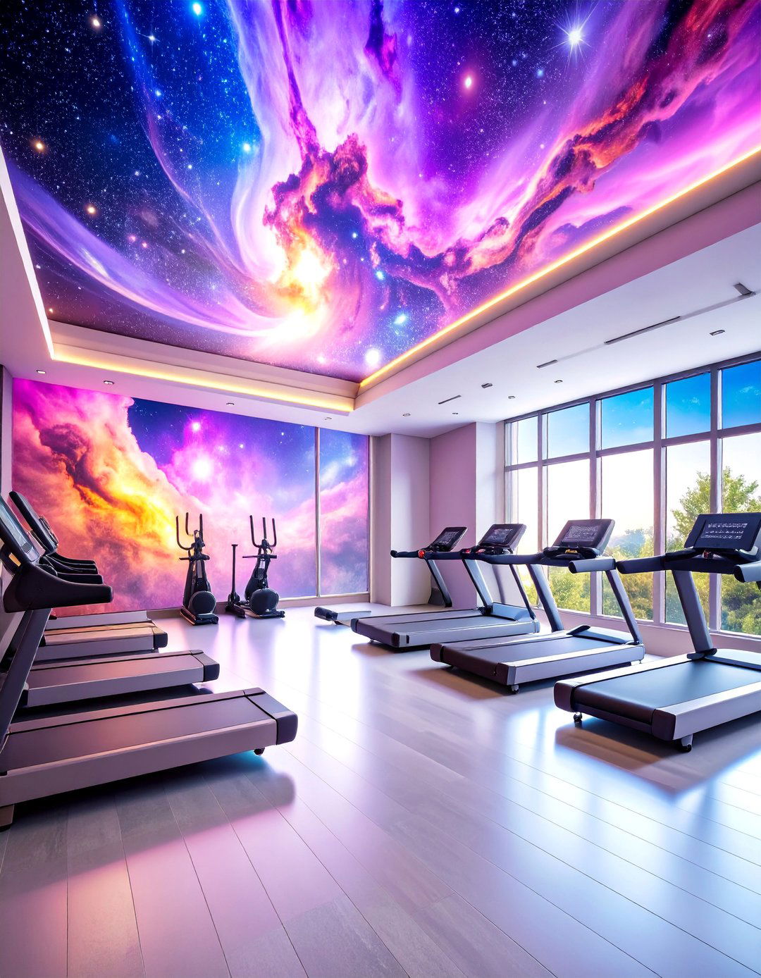 Cosmic Nebula Space Gym Mural - 25 Gym Murals