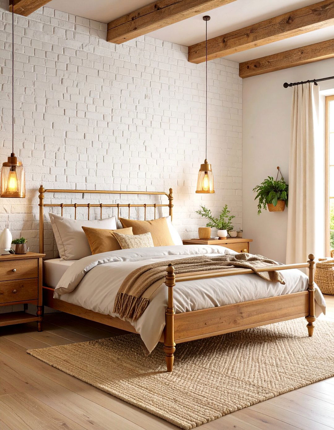 Cottage Bedroom with Brick Walls and Vintage Accessories - 25 Shabby Chic Bedroom Ideas