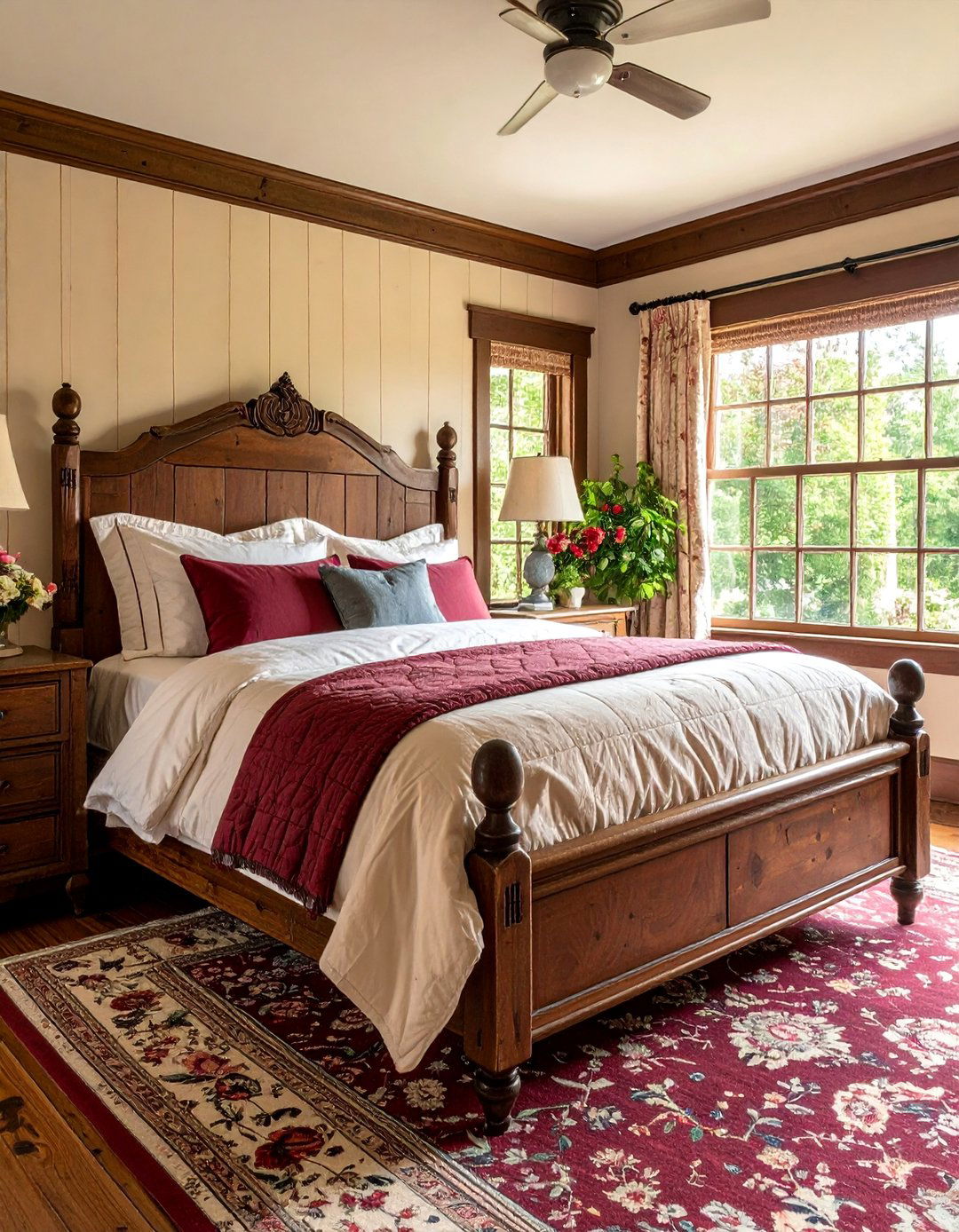 Cottage Burgundy Charm - 25 Burgundy Bedroom Ideas