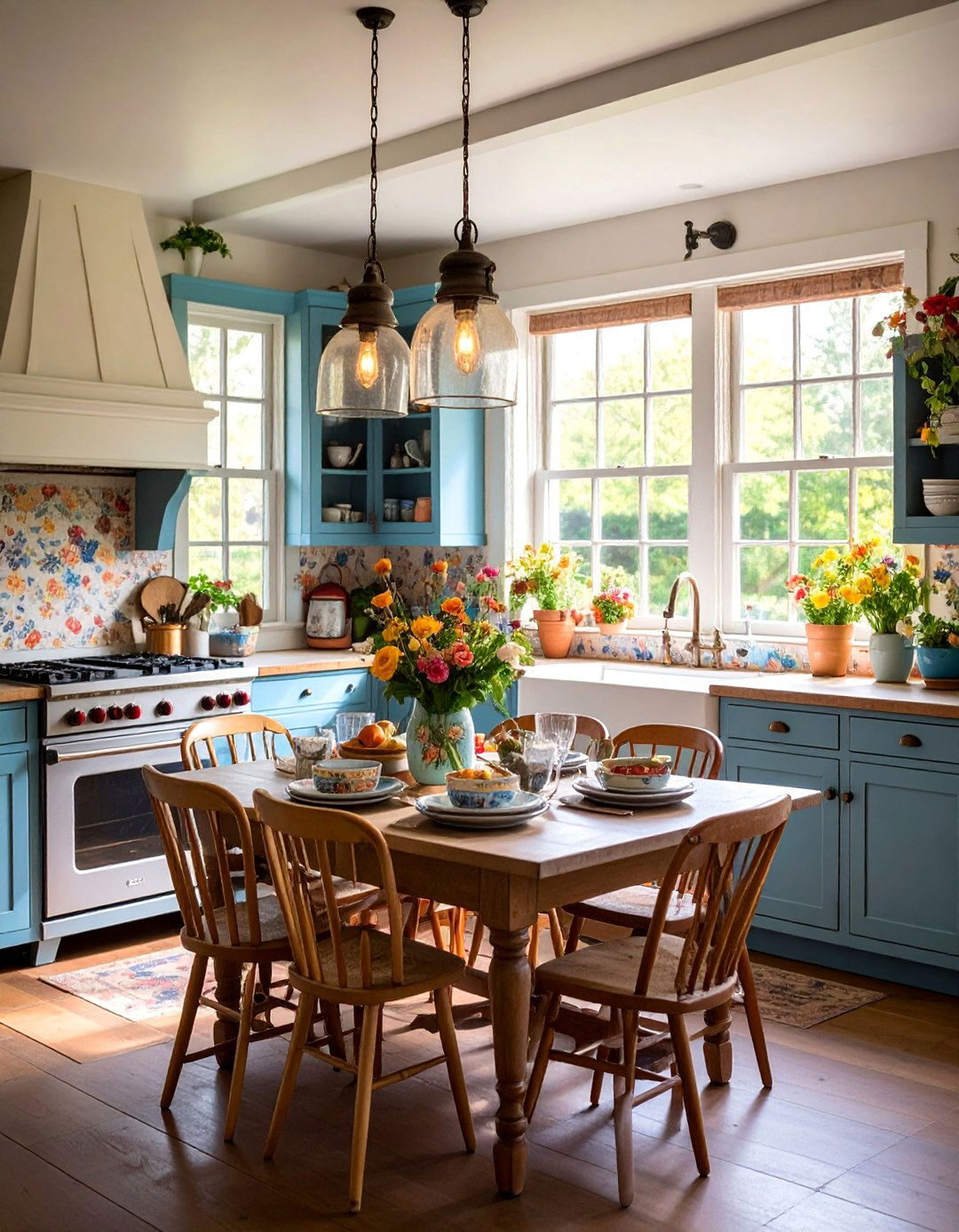 Cottage Butterfly Kitchen with Rustic Charm