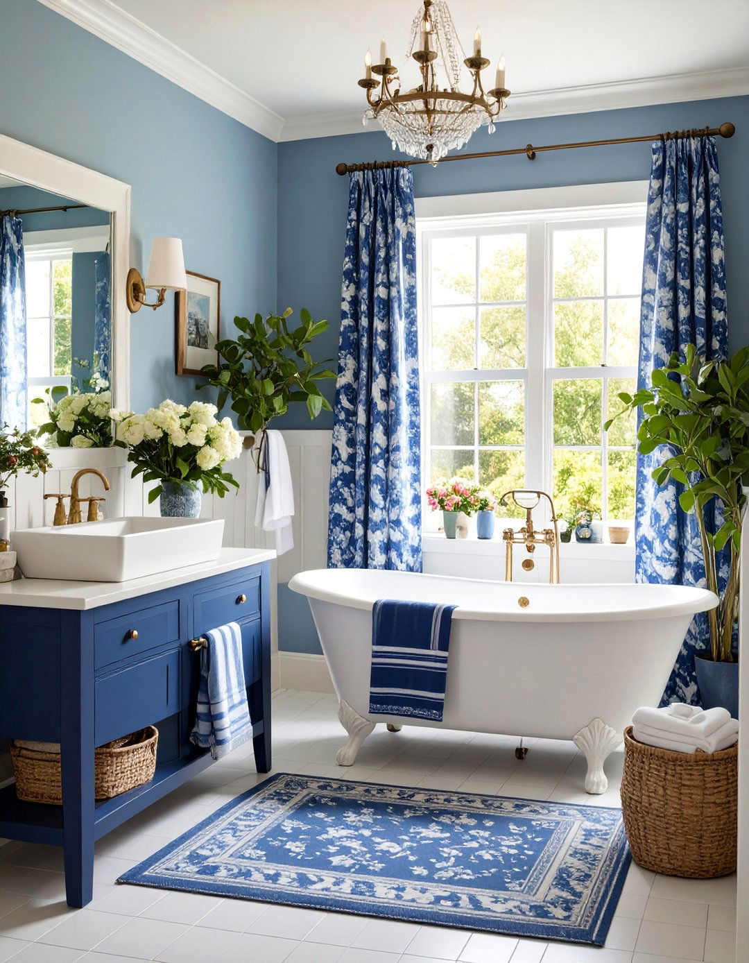 Cottage Chic with Mixed Patterns - 25 Cottage Bathroom Ideas