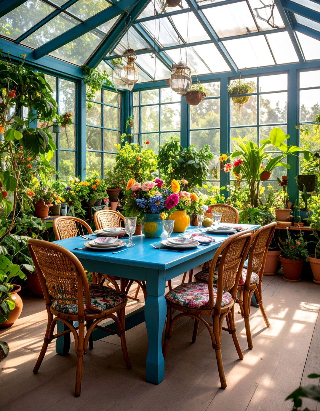 Cottage Core Greenhouse Dining Space - 25 Greenhouse Dining Room Ideas