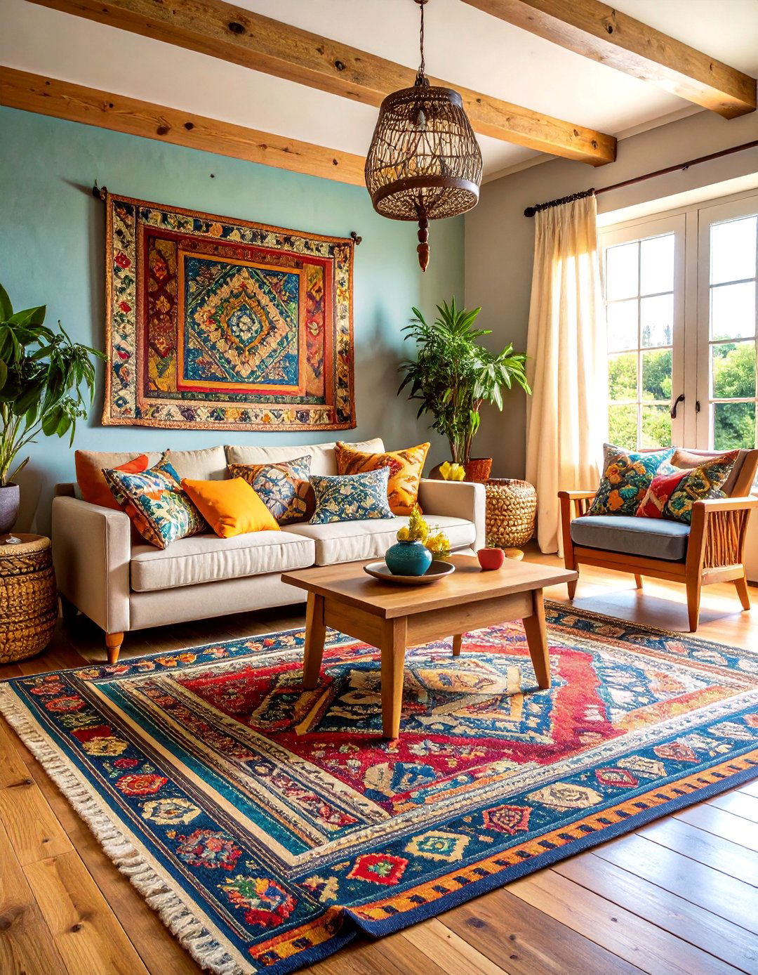 Cottage Core Living Room with Artisanal Crafts and Cozy Patterns - 25 Cozy Living Room Ideas