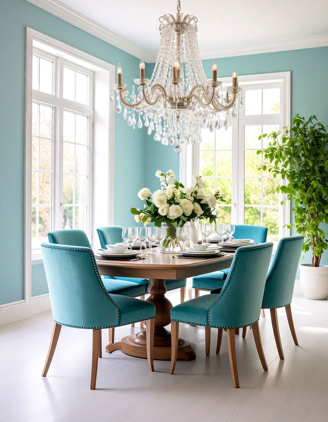 Cottage Dining Room with Crystal Chandelier - 25 cottage dining room ideas
