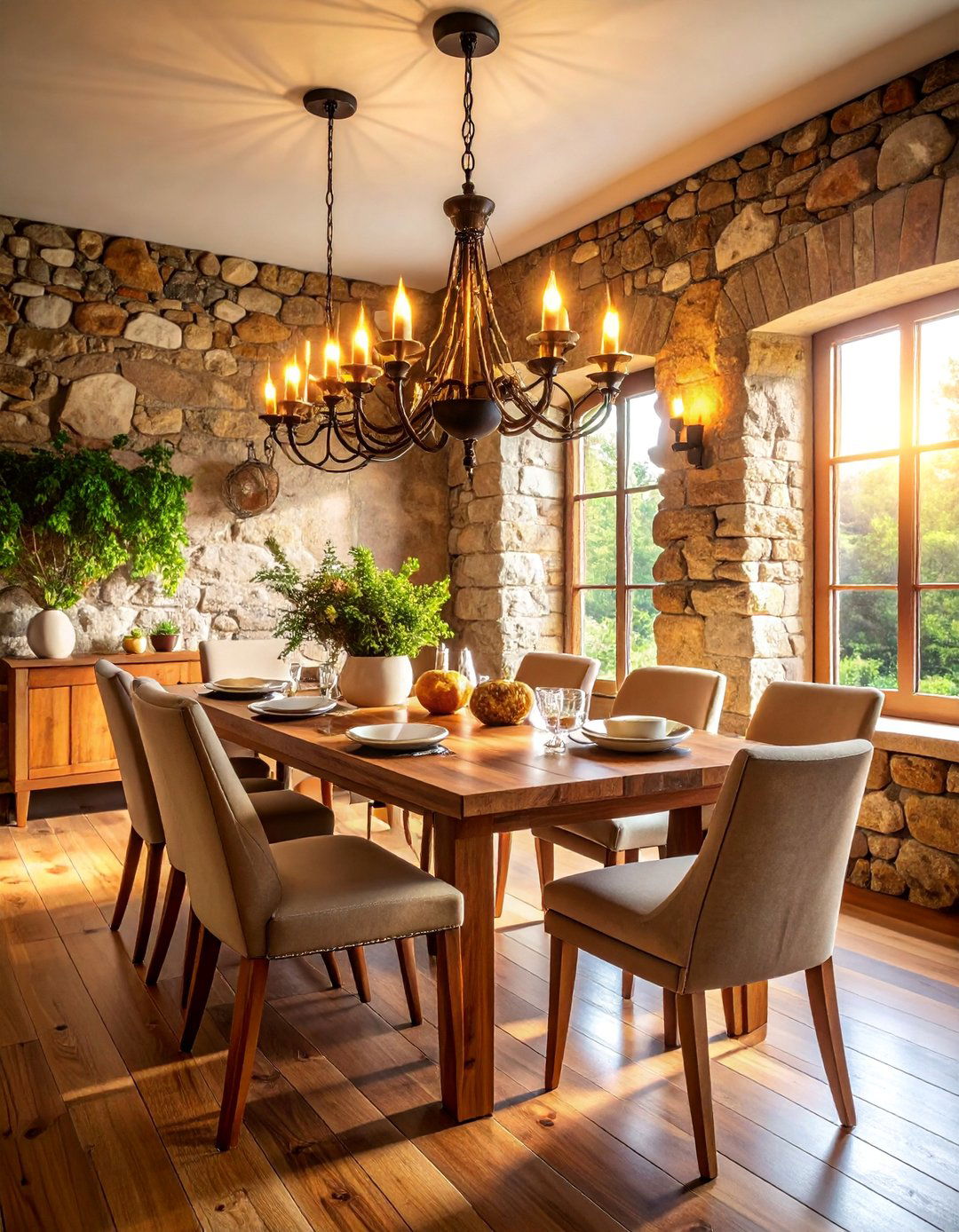 Cottage Dining Room with Natural Stone Walls - 25 cottage dining room ideas
