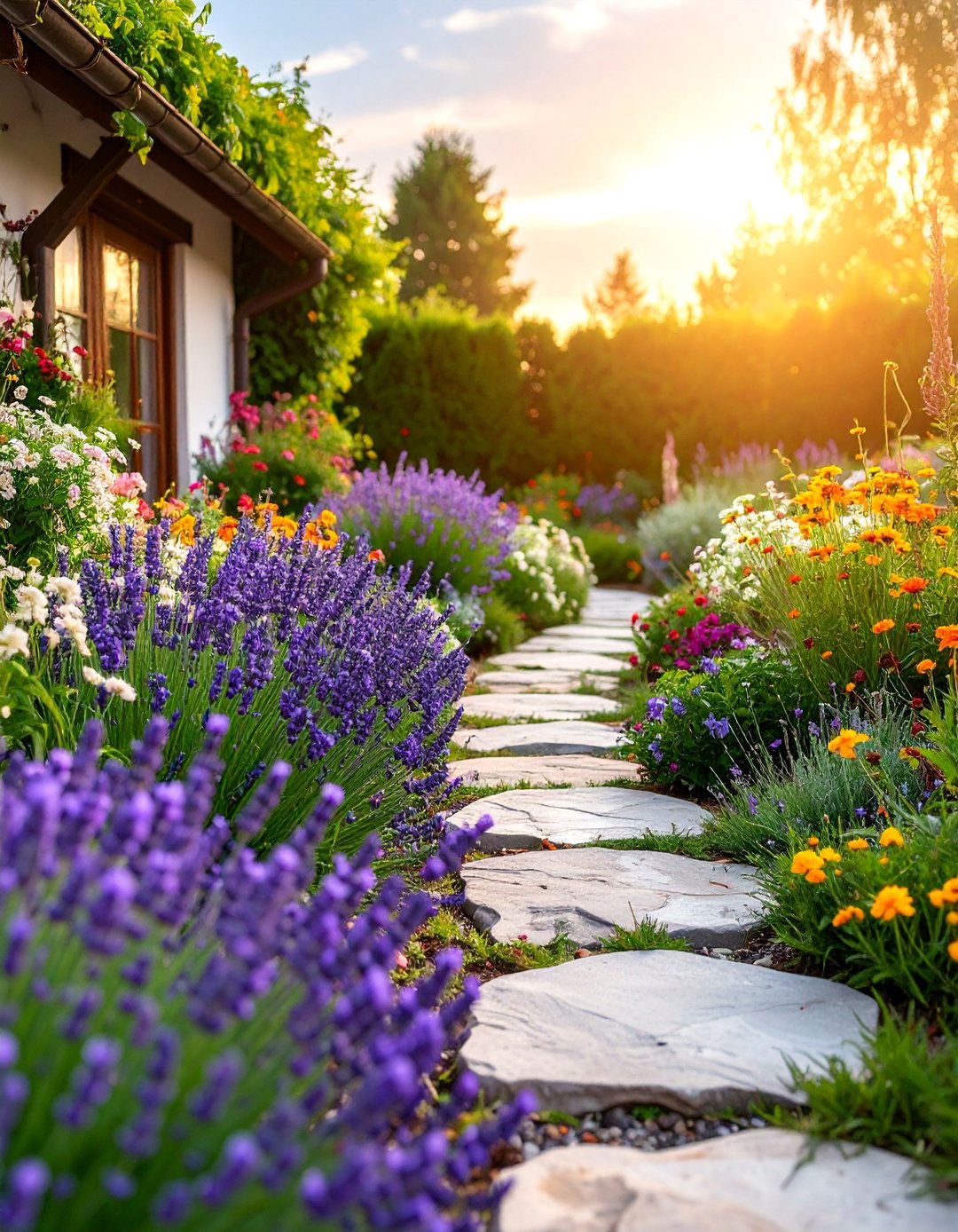Cottage Garden Border with Mixed Plantings - 25 Small Garden Ideas