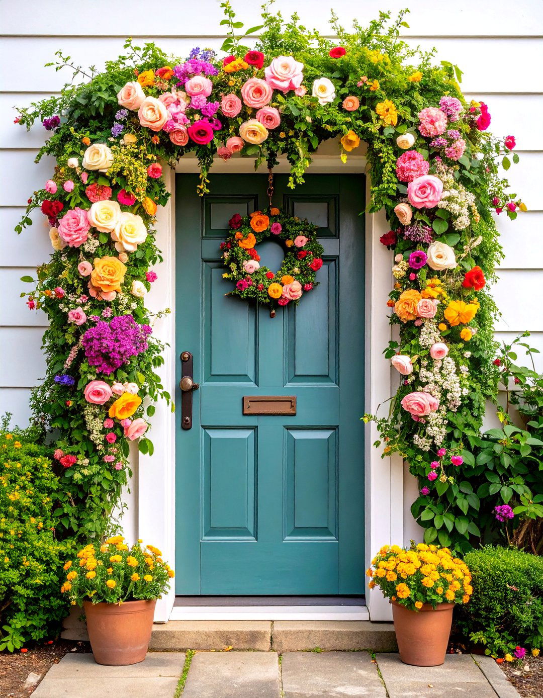 Cottage Garden Door Swag - 25 Spring Front Door Decor Ideas